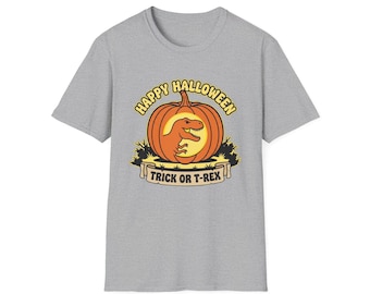 Happy Halloween Dinosaur Pumpkin T-Shirt | Trick or Treat Retro Graphic