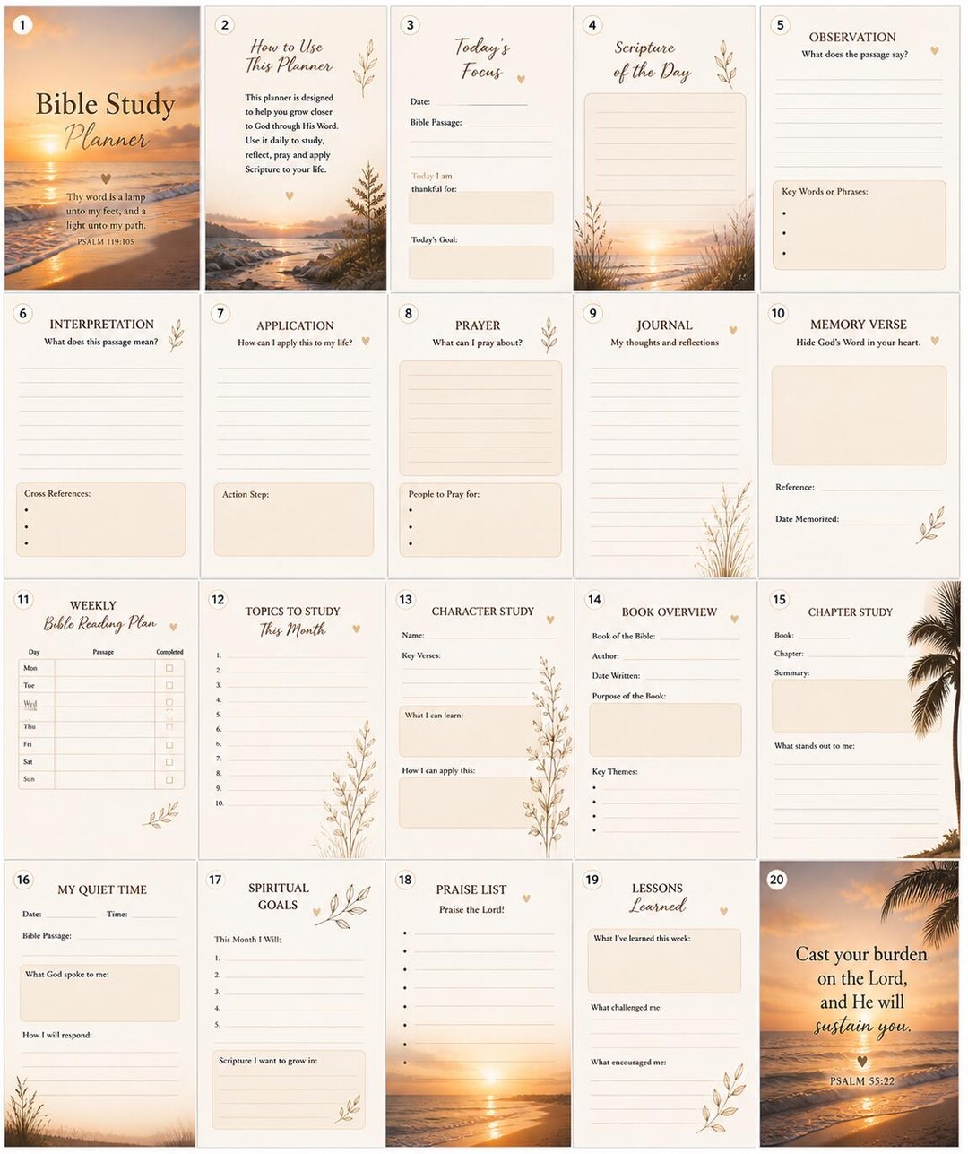 Christian Bible Study Journal Printable | 20 Page Scripture Study ...