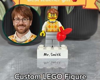 Cadeau de professeur LEGO personnalisé, figurine personnalisée avec nom, cadeau de fin d'année