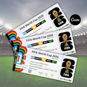 Customized FIFA World Cup 2026 Ticket | Matchday Ticket | Editable Birthday Voucher for Him | Digital Download | Football Gift