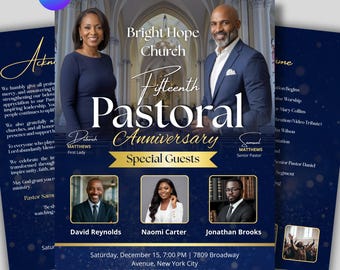 Church Program Template Canva Editable Pastoral Anniversary Program Pastor Appreciation Program Church Bulletin Template