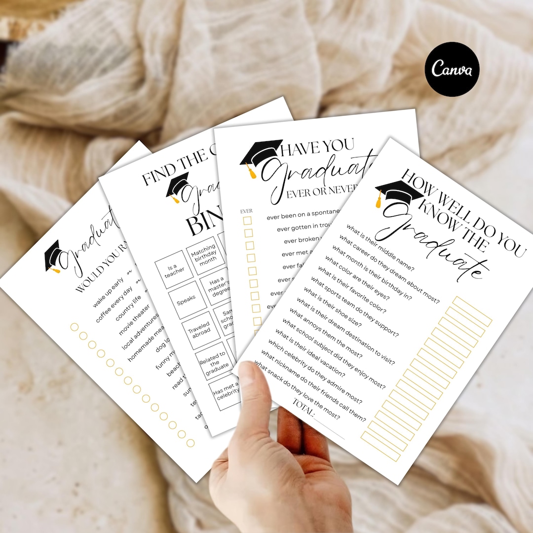 Printable Graduation Game Set, How Well Do You Know the Graduate, Has ...