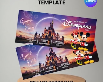 Ticket Disneyland en Disneyworld | Ticket Magic Park | Gezinsvakantie-onthulling | Verrassingsreisticket | Aangepast kerstcadeau