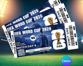 Customized World Cup 2026 Ticket | Matchday Ticket | Editable Birthday Voucher for Him | Digital Download | Football Gift