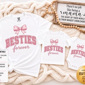 Camiseta gráfica "Mejores Amigas para Siempre" para Mamá e Hija / Camiseta rosa con texto de amistad imagen 1