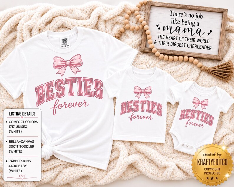 Camiseta gráfica "Mejores Amigas para Siempre" para Mamá e Hija / Camiseta rosa con texto de amistad imagen 1