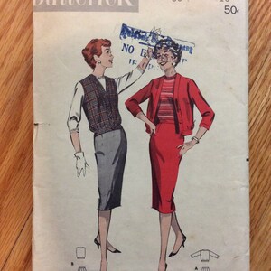 1950s Misses Skirt and Blouson Jacket Pattern Butterick 8664 UNCUT Bust 36 Wiggle Skirt Pattern image 1