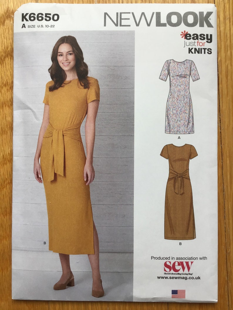 Misses Jersey Dress Pattern New Look 6650 Size 10 22 UNCUT Etsy