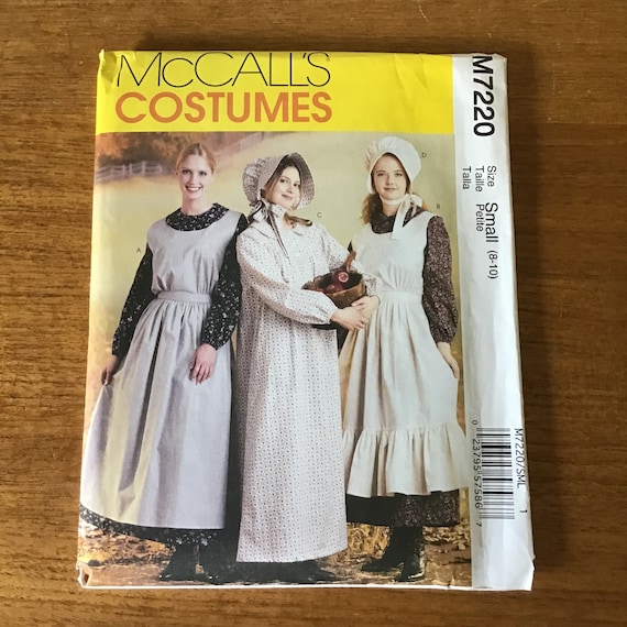 McCall's Costumes M7220, Women's Pioneer Costume Dress Sewing Pattern, Small