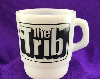 Anchor Hocking The Trib Advertising Mug Newspaper Tribune Coffee Cup D Handle