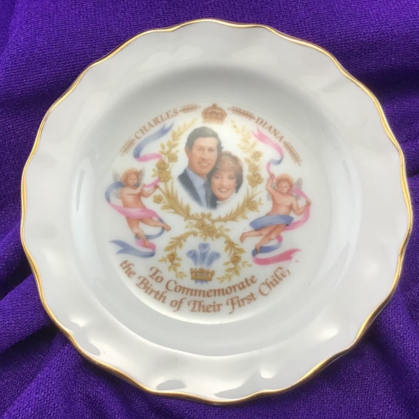 Prince William Birth Pin Dish Trinket Bowl Prince Charles Lady Diana Duchess Bone China Made in England