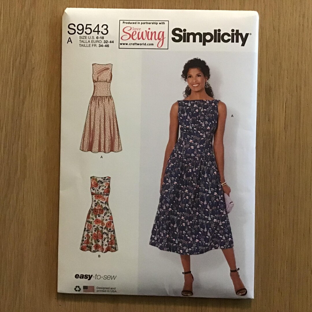 Misses Dress Pattern Simplicity 9543 UNCUT Size 6 8 10 12 14 16 18
