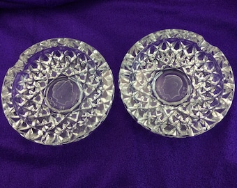 King George VI And Queen Elizabeth Bagley Glass Ashtrays 1937  Set of 2 Royal Family