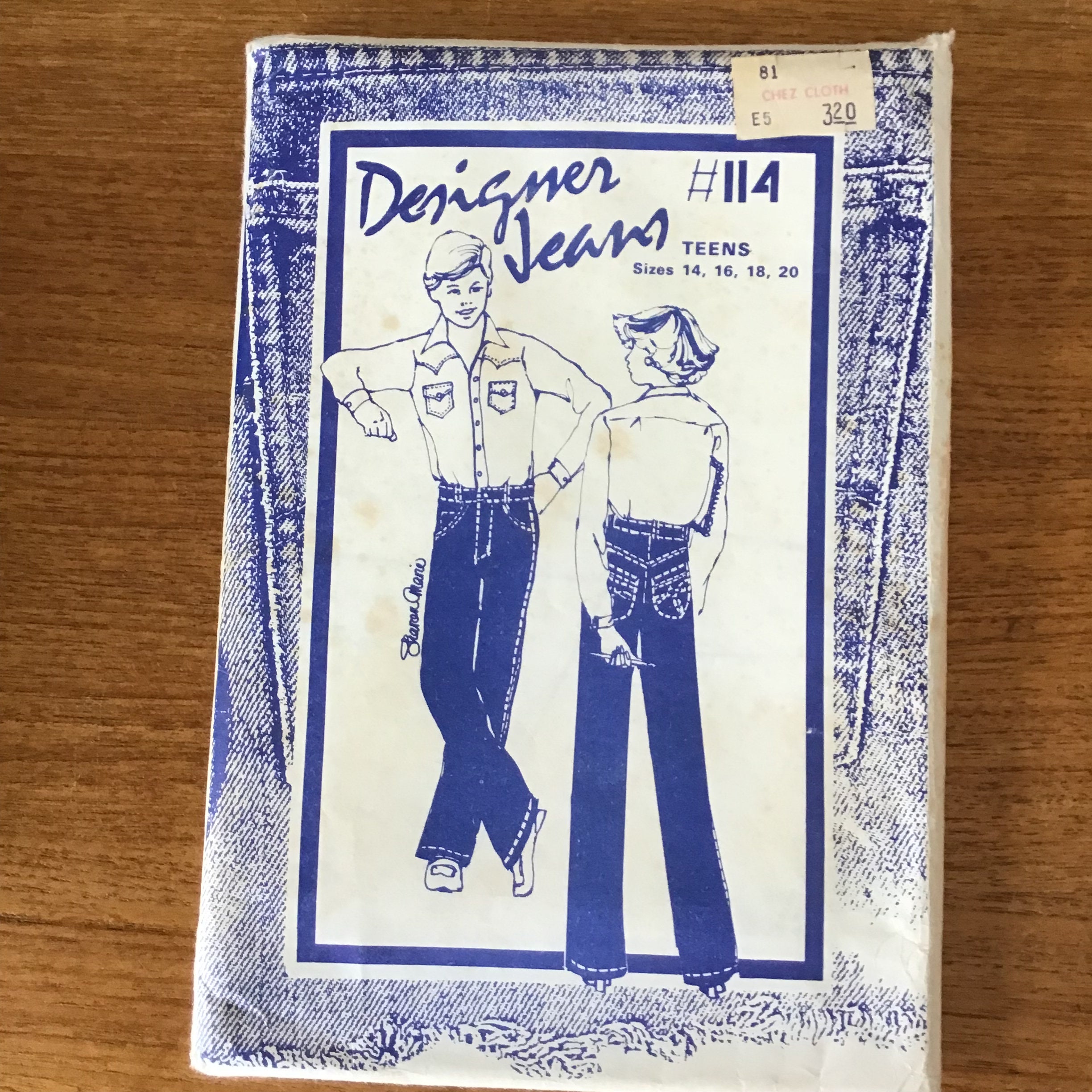 Teen Designer Jeans Pattern UNCUT Waist 