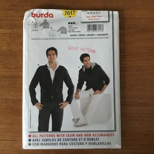 May include: A Burda sewing pattern for a jacket, with images of the finished garment. The package includes size details and the text "STAFF PATTERN". Sizes range from 36 to 54. The pattern is in multiple languages.