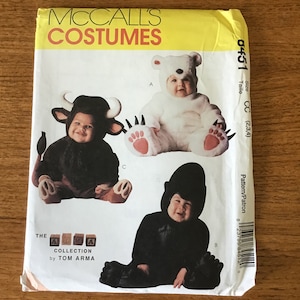 Animal Costumes Pattern Toddlers Sizes 2 3 4 McCalls 8451 UNCUT Polar Bear Gorilla Bull