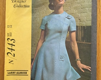 Larry Aldrich A Line Dress Pattern McCalls Designers Collection 2443 Bust 34