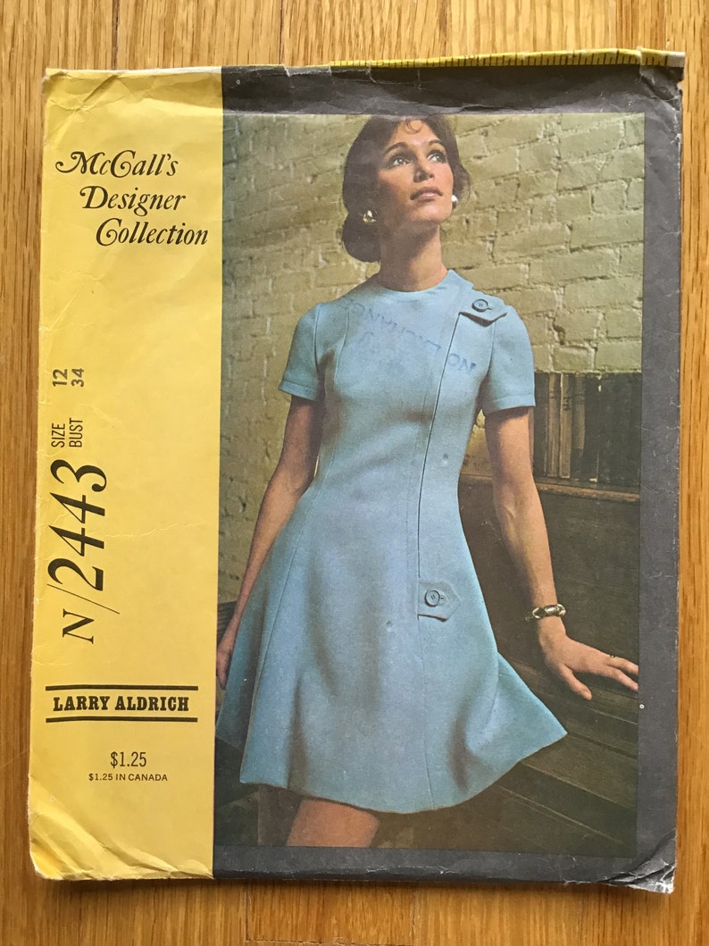 Larry Aldrich A Line Dress Pattern McCalls Designers Collection 2443 Bust 34 image 1