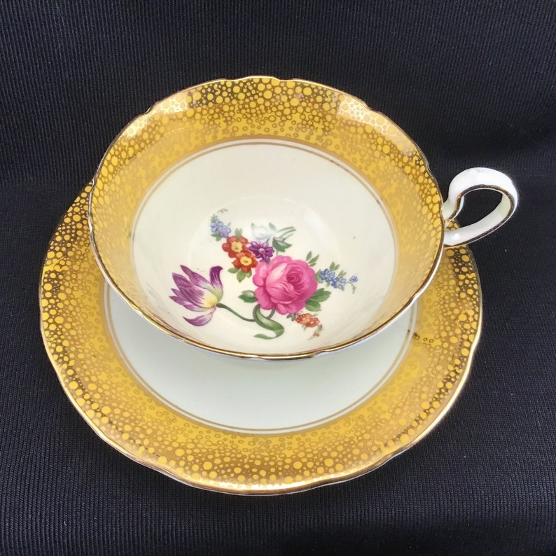 Aynsley Cup and Saucer Yellow and Gold Teacup and Saucer Etsy Canada