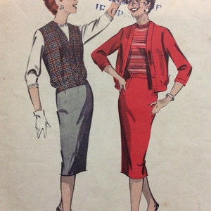 1950s Misses Skirt and Blouson Jacket Pattern Butterick 8664 UNCUT Bust 36 Wiggle Skirt Pattern image 2