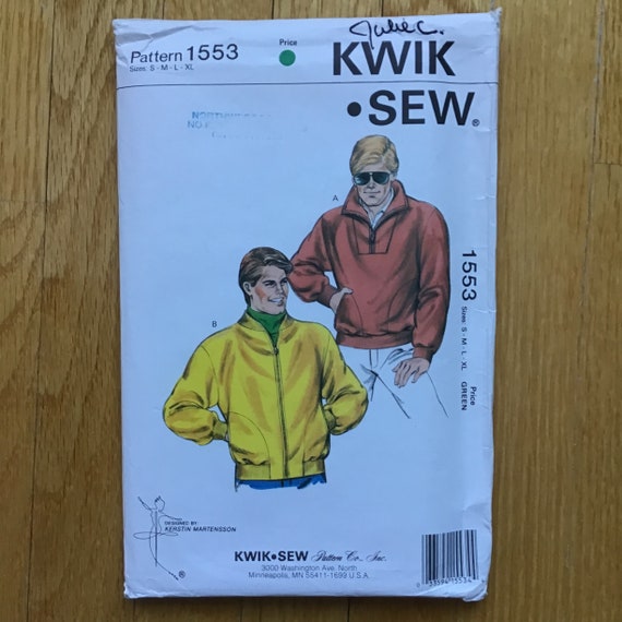 Mens Jacket Pattern Zip Front or Pullover UNCUT Kwik Sew 1553 - Etsy Canada