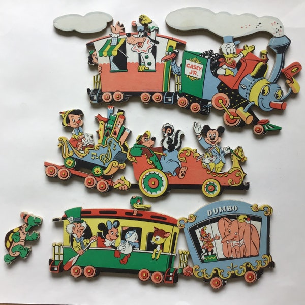 Disney Train Dumbo Casey Jr. Décoration murale pour chambre d'enfant Dolly Toy Company Carton pressé Mickey Mouse Donald Duck Pinocchio Minnie Dingo