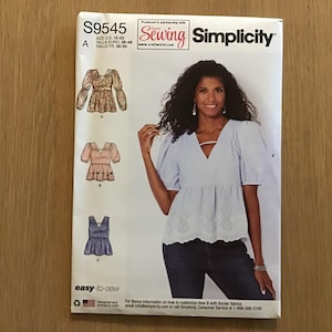 Misses Easy Boho Top Pattern Simplicity 9545 Size 10 - 22 UNCUT