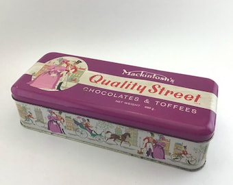 Quality Street Tin Mackintosh's Quality Street Tin chocolaatjes en toffees Vintage snoepblik scharnierend deksel LEEG