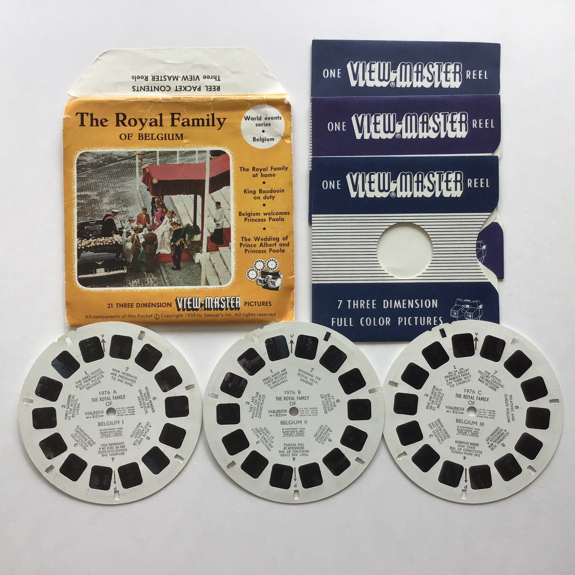 View-master Reels Royalfamily of Belgium World Events Series Set of 3 Viewmaster  Reels Sawyers 