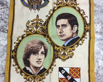 Royal Wedding Tea Towel Engagement Prince Charles Lady Diana Royal Wedding Ulster Irish Linen
