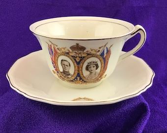 Royal Visit Tea Cup Mug King George VI Queen Elizabeth Canada 1939 Alfred Meakin Made in England China Princess Elizabeth