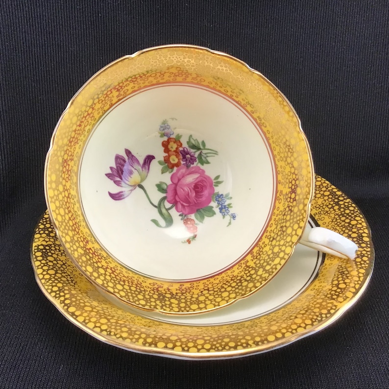 Aynsley Cup and Saucer Yellow and Gold Teacup and Saucer Etsy Canada