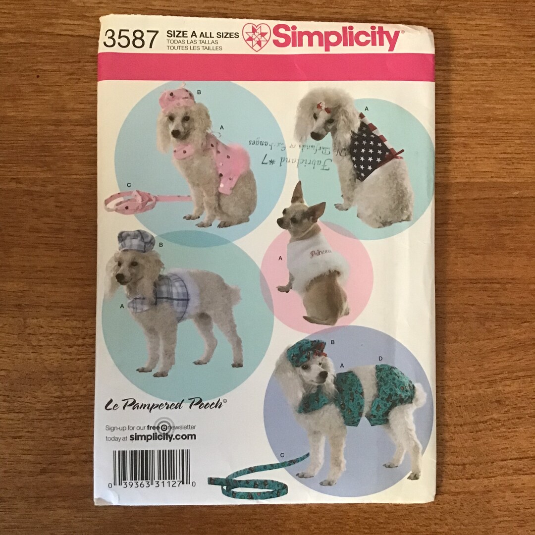 Dog Clothes Pattern Simplicity 3587 Size Xxsmall XS S M UNCUT Etsy