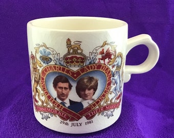 Prince Charles and Lady Diana Royal Wedding Mug Cup July 29th, 1981 Arthur Wood Made in England