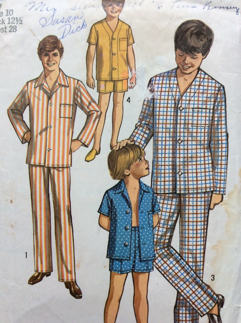 Boys Pajamas Pattern Pyjamas Simplicity 8860 Chest 28 | Etsy