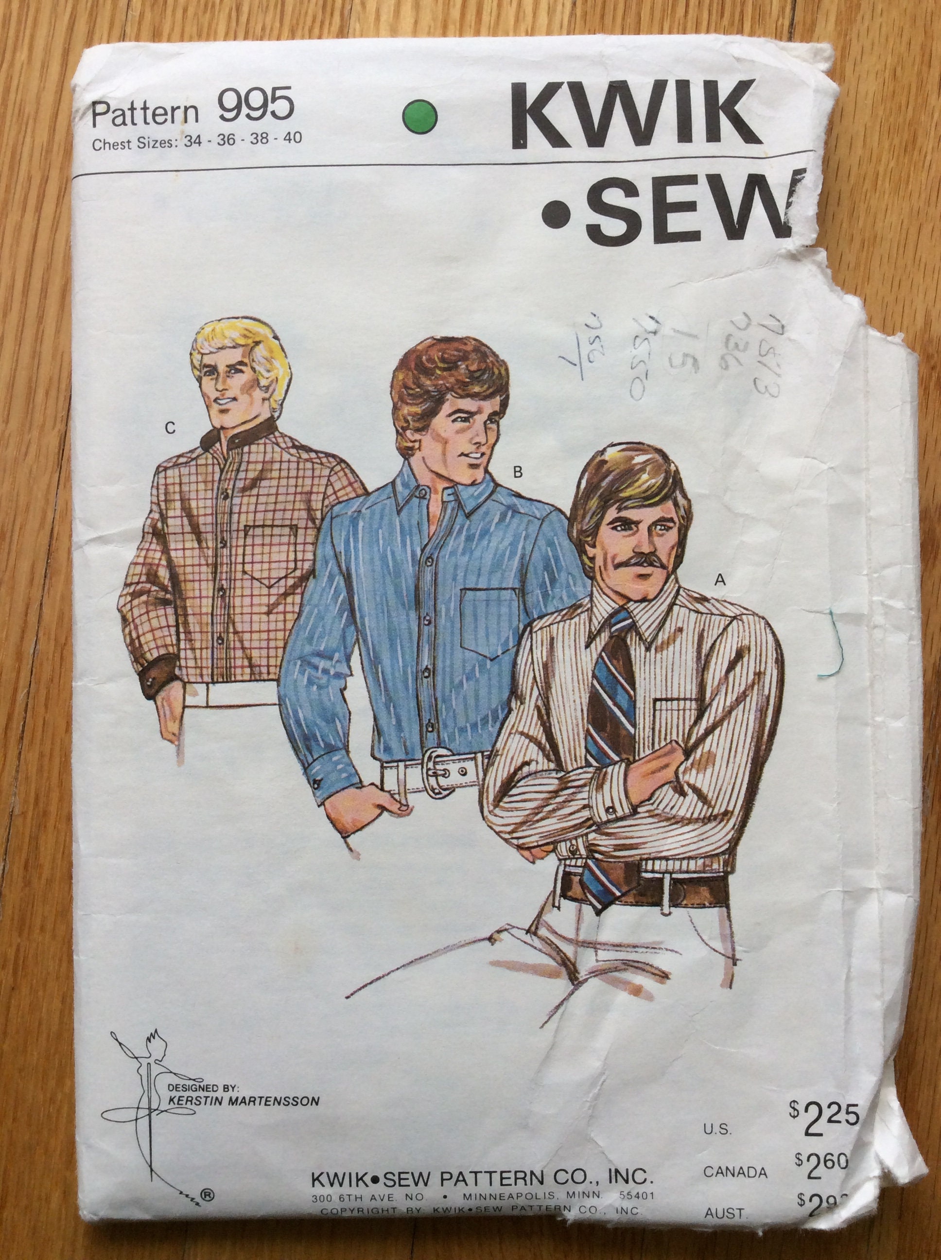 Late 1970s Mens Dress Shirt Pattern Kwik Sew 995 Chest 34 36 - Etsy Canada