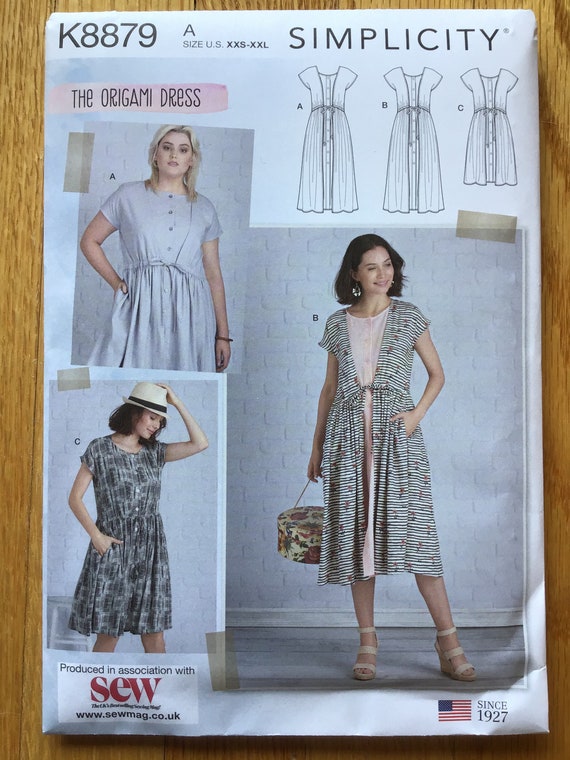 HIBIKIページSサイズドレス3点 折り紙ドレス型紙 サイズXXS～XXL Simplicity 8879 未裁断 - Etsy 日本