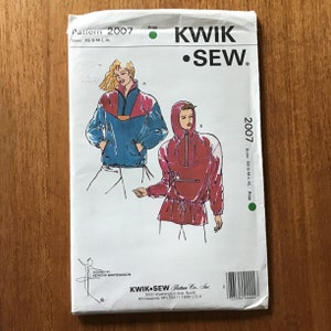 May include: A Kwik Sew pattern for a jacket, featuring two illustrations of the garment in blue, red, and white. The pattern number is 2007, with sizes XS-XL. The package includes the Kwik Sew logo and the designer's name, Kerstin Martensson.