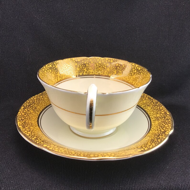 Aynsley Cup and Saucer Yellow and Gold Teacup and Saucer Etsy Canada