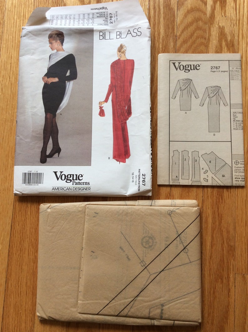 Misses Dress Pattern Bill Blass Vogue American Designer 2767 Size 12 14 16 UNCUT image 7