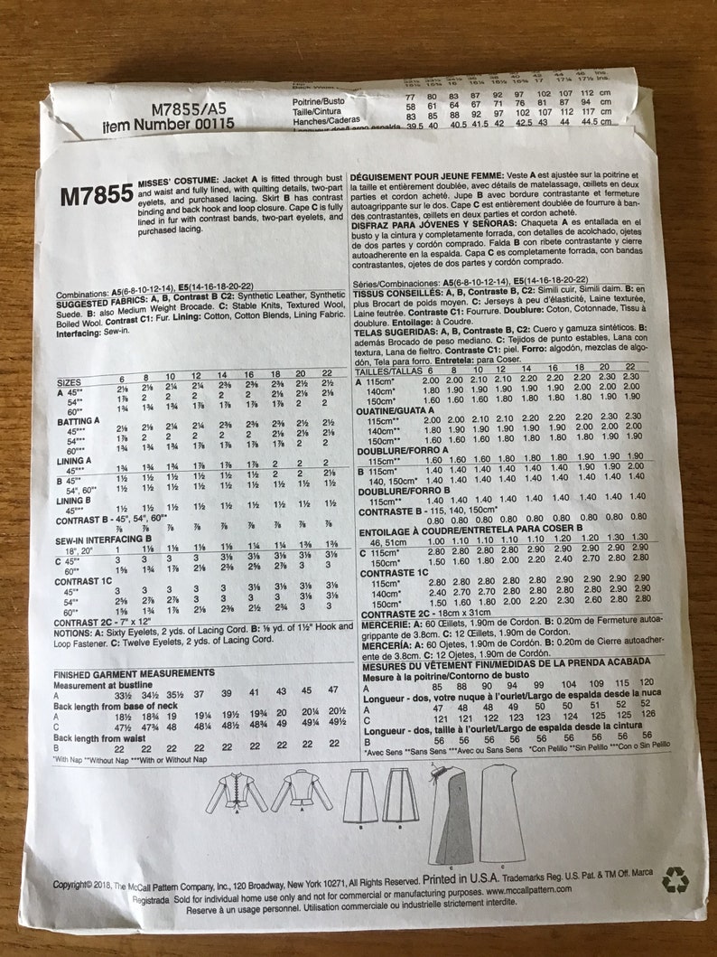 McCall's M8337A5 Costume Da Donna, Formato A5 (6 8 10 12 14 - 7