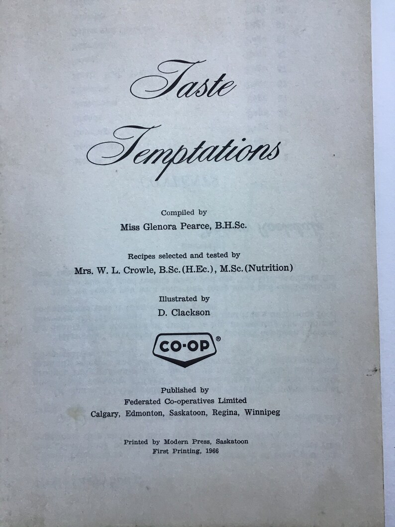 Taste Temptations Co Op Coilbound Cookbook Etsy