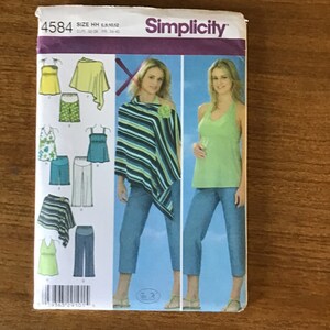 Maternity Capri Pants or Shorts Poncho and Knit Tops Pattern Sizes 6 8 10 12 Simplicity 5484 UNCUT
