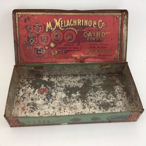 M Melachrino Cigarette Tin 1900 1910 Antique Tobacciana image 8