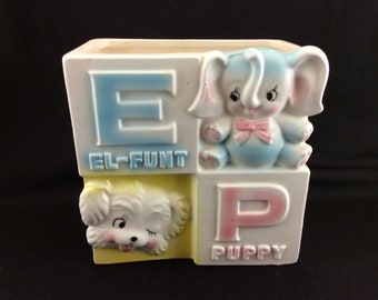 Rubens Nursery Planter Blocks Elephant Puppy