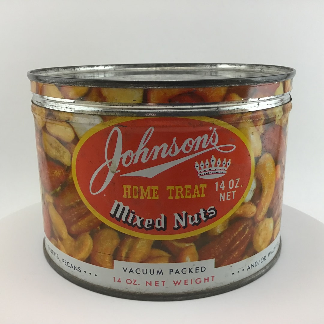 Vintage Nut Tin Johnsons Home Treat Mixed Nuts Tin Movie Prop Etsy