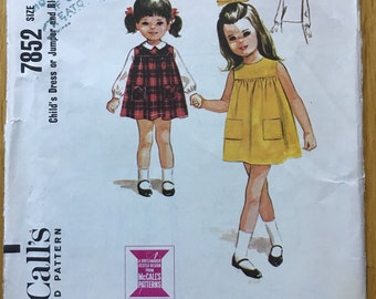 Girls Dress or Jumper and Blouse Pattern McCalls 7852 1960s UNCUT Breast 23 1965