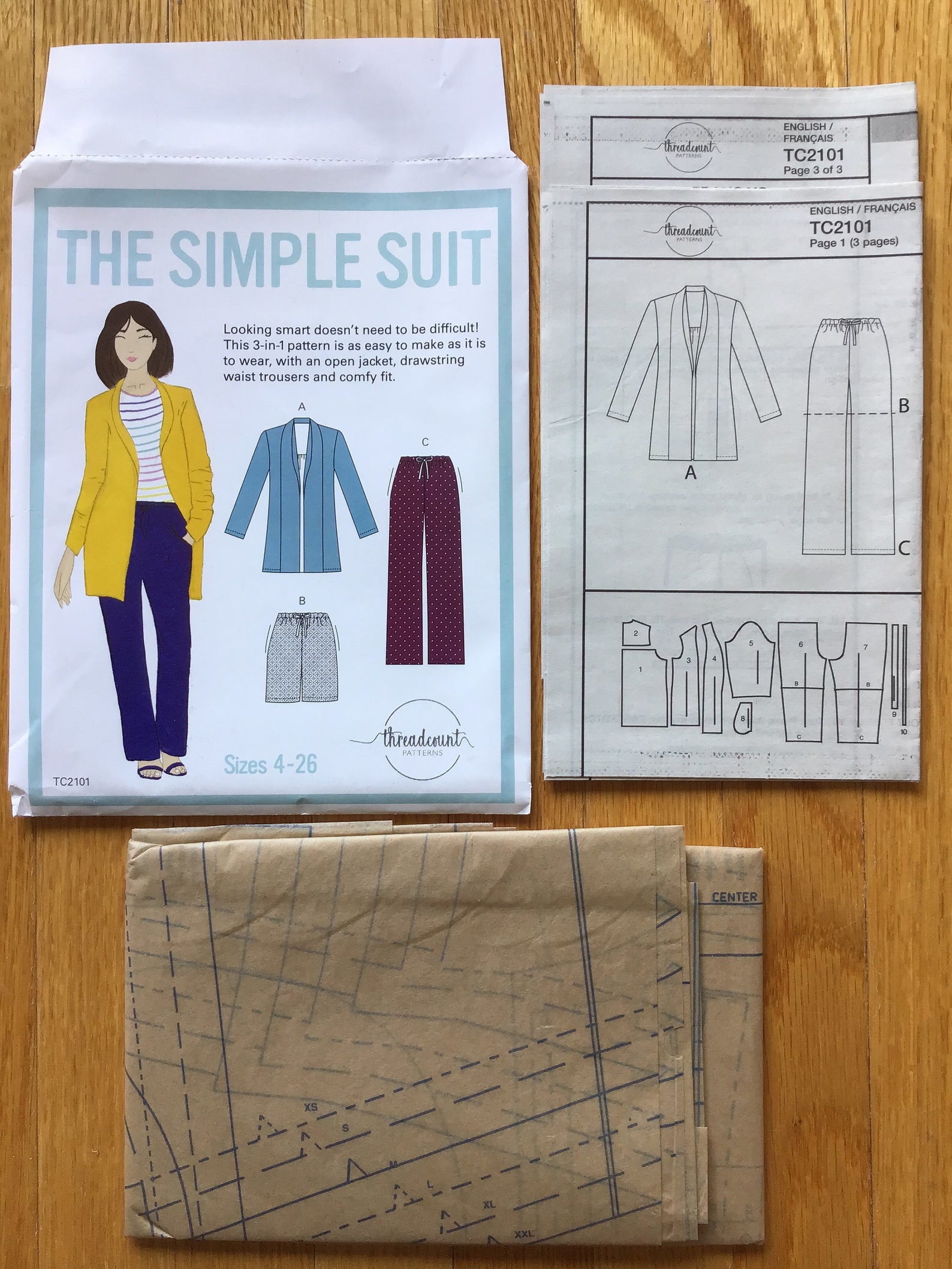 Open Jacket Drawstring Pants Pattern the Simple Suit Threadcount TC2101 ...