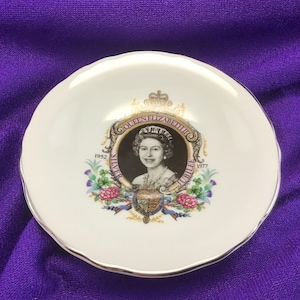 Silver Jubilee Pin Dish Trinket Bowl Elizabeth II 1977 Royal Grafton Made in England