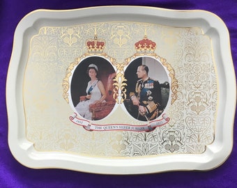 Silver Jubilee Tray Queen Elizabeth II Prince Philip 1977